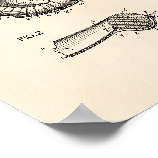 Baseball Glove 1942 Patent Art Old Peper Poster (Hoek)