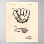 Baseball Glove 1942 Patent Art Old Peper Poster (Voorkant)