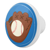 Baseball Glove and Ball on Blue Keramische Knop (Rechts)