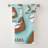 Baseball Glove Ball & Boy Name Patroon Sport Thema Bad Handdoek (Insitu)