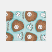 Baseball Glove Ball & Boy Name Patroon Sport Thema Fleece Deken (Voorkant (Horizontaal))