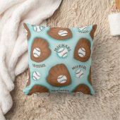 Baseball Glove Ball & Boy Name Patroon Sport Thema Kussen (Deken)