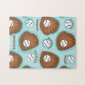 Baseball Glove Ball & Boy Name Patroon Sport Thema Legpuzzel (Horizontaal)