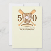 Baseball Glove Bats Themed Men's 50th Birthday Kaart (Achterkant)