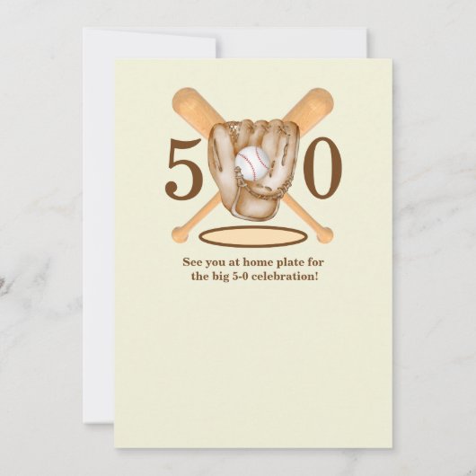 Baseball Glove Bats Themed Men's 50th Birthday Kaart (Achterkant)