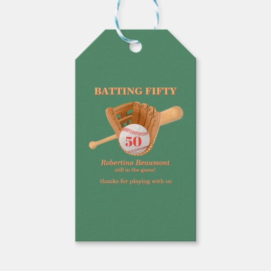 Baseball Glove Batting Fifty Men's 50th Birthday Cadeaulabel (Voorkant)