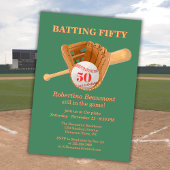 Baseball Glove Batting Fifty Men's 50th Birthday Kaart