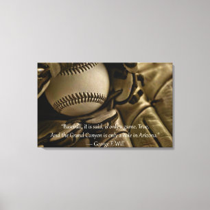 Baseball, Glove en George Will Quote Canvas Afdruk