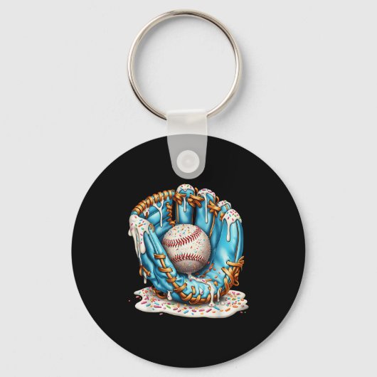 Baseball Glove Ice Cream Drip With Sprinkles Men B Sleutelhanger (Voorkant)