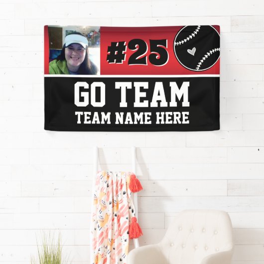 Baseball Go Team One Photo Red Banner (Insitu)