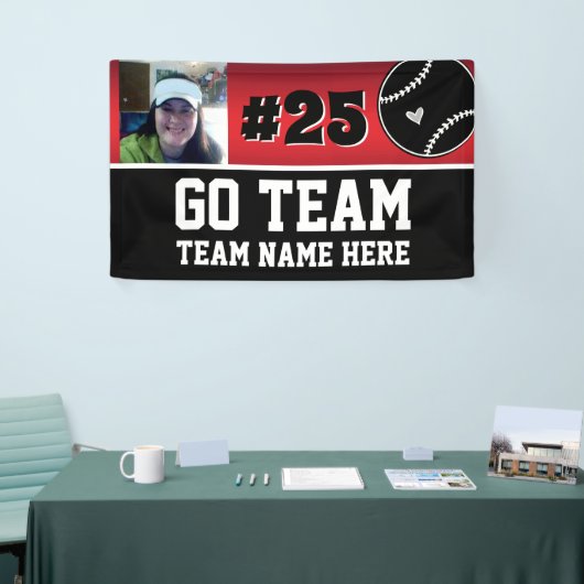 Baseball Go Team One Photo Red Banner (Beurs)
