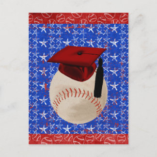 Baseball Graduation Cap, sterren, rood, wit, blauw Aankondigingskaart