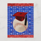 Baseball Graduation Cap, sterren, rood, wit, blauw Aankondigingskaart (Voorkant)