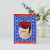 Baseball Graduation Cap, sterren, rood, wit, blauw Aankondigingskaart (Staand voorkant)