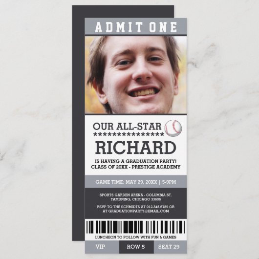 Baseball Graduation Party Uitnodigt Kaart (Voorkant / Achterkant)