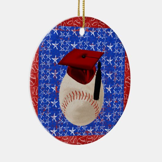 Baseball Gradup, sterren, rood, wit, blauw Keramisch Ornament (Rechts)