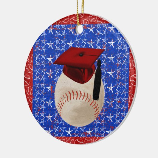 Baseball Gradup, sterren, rood, wit, blauw Keramisch Ornament (Links)