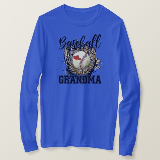 Baseball Grandma Leopard Game Day tante Moeder T-shirt (Design voorkant)