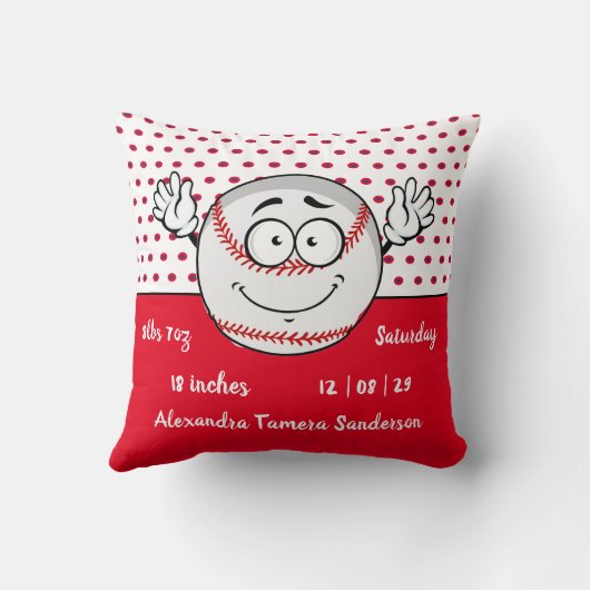 Baseball grappige geboortenstatussen Red White Kussen (Achterkant)