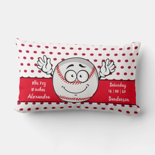 Baseball grappige geboortenstatussen Red White Kussen (Achterkant)