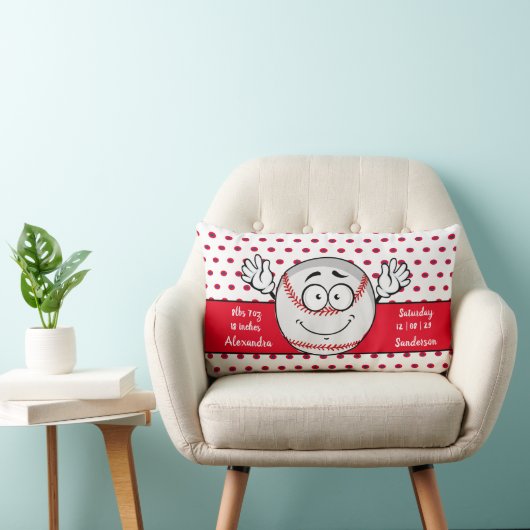 Baseball grappige geboortenstatussen Red White Kussen (Stoel)
