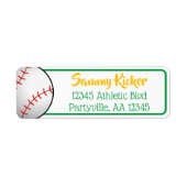 Baseball Green & Gold Address Etiket (Voorkant)