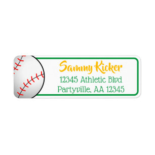 Baseball Green & Gold Address Etiket