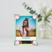 Baseball Green & Gold Afstuderen Aankondigingskaart (Staand voorkant)