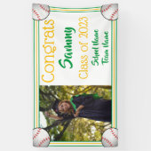 Baseball Green & Gold One Photo Afstuderen Spandoek (Verticaal)