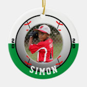 Baseball Groen Witte Teamkleuren Keramisch Ornament (Voorkant)