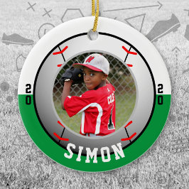 Baseball Groen Witte Teamkleuren Keramisch Ornament