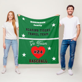 Baseball Groene Naam Sterren Hart Fleece Deken