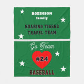 Baseball Groene Naam Sterren Hart Fleece Deken (Voorkant)