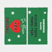Baseball Groene Naam Sterren Hart Fleece Deken (Voorkant (Horizontaal))