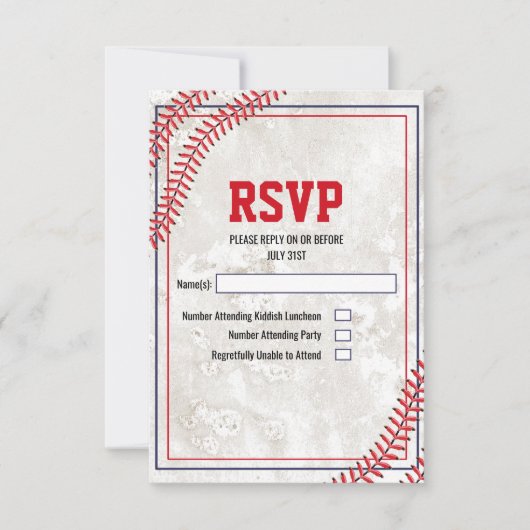 Baseball  Grunge RSVP-kaart RSVP Kaartje (Voorkant)