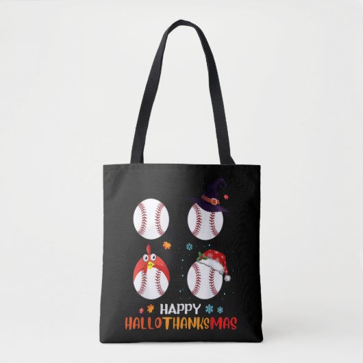 Baseball Halloween en vrolijk kerstfeest Tote Bag (Voorkant)