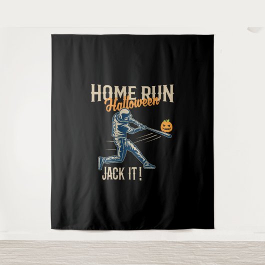 Baseball Halloween Fun Retro verhit Stijlvol Wandkleed (Voorkant)