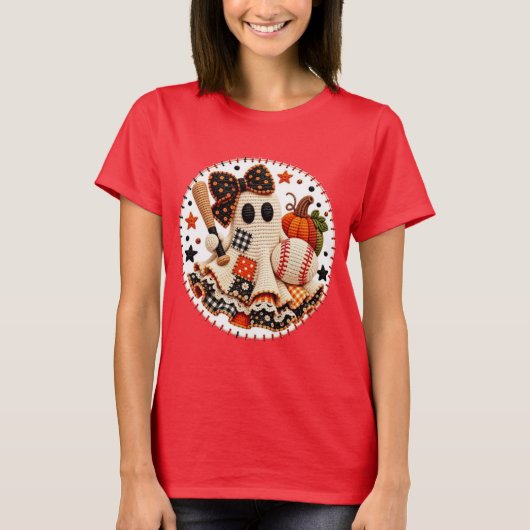 Baseball Halloween patchwork T-shirt (Voorkant)