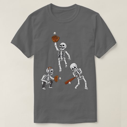 Baseball Halloween Skeletons Hitter Catcher Boys K T-shirt (Design voorkant)