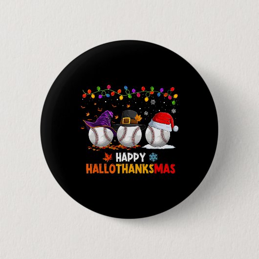 Baseball Halloween Thanksgiving Kerstmis Halotha Ronde Button 5,7 Cm (Voorkant)