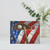 Baseball, handschoen, knuppel en Amerikaanse vlag Briefkaart (Staand voorkant)
