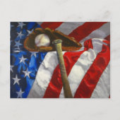 Baseball, handschoen, knuppel en Amerikaanse vlag Briefkaart (Voorkant)