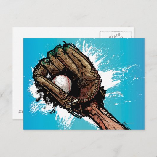 Baseball-handschoen met basisbal briefkaart (Voorkant / Achterkant)