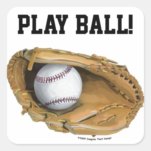 Baseball-handschoen Vierkante Sticker (Voorkant)