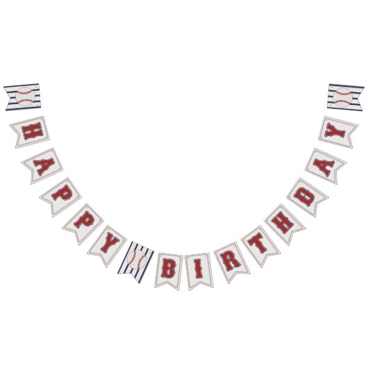 Baseball Happy Birthday Bunting Flag Banner Red (Alle)