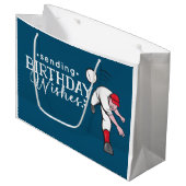Baseball Happy Birthday-speler gooit bal groot Cadeauzakje (Voorkant Gekanteld)