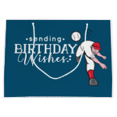 Baseball Happy Birthday-speler gooit bal groot Groot Cadeauzakje (Voorkant)