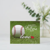 Baseball Happy Vaderdag op groen met liefde Briefkaart (Staand voorkant)