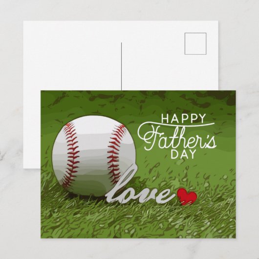 Baseball Happy Vaderdag op groen met liefde Briefkaart (Voorkant / Achterkant)