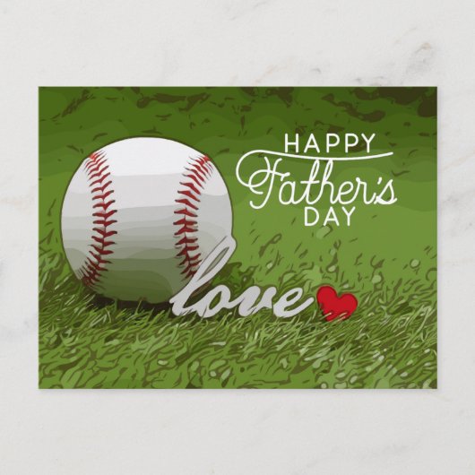 Baseball Happy Vaderdag op groen met liefde Briefkaart (Voorkant)